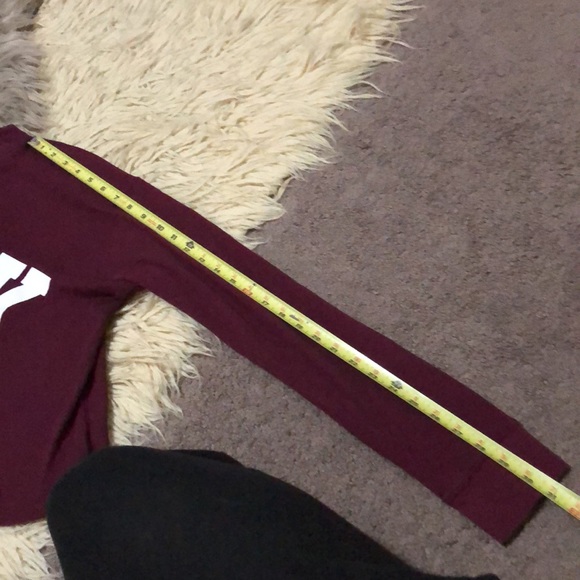 VS PINK-OverSized Crop Waffle LongSleeve-Classic Logo-Sz L-Maroon/White-EUC - Picture 14 of 15